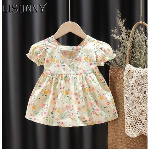 LISUNNY Baby Floral Dresses 2021 Summer New Breathable Korean Version Rural Style Western Girl Princess Dress Sweet Outfits