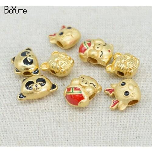 BoYuTe (10 Pieces/Lot) Matte Gold Plated Pig Shape Spacer Beads Factory Direct Sale Handmade Diy Brass Beads Accessories