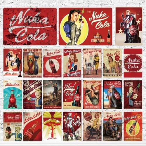 Nuka Cola Metal Sign Vintage Tin Sign Plaque Metal Vintage Pub Retro Wall Decor for Bar Pub Club Man Cave Metal Posters