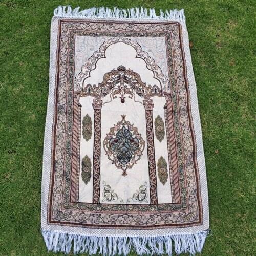 105x65cm Prayer Rug Soft Blanket Lightweight Home Embroidery Gift Islamic Muslim Tassel Tapestry Decoration Carpet Bedroom