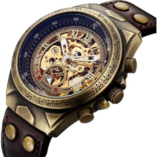 Man Watch 2020 New Skeleton Watch Vintage Bronze Automatic Mechanical Watches Men Fashion Sport Steampunk Watches montre homme