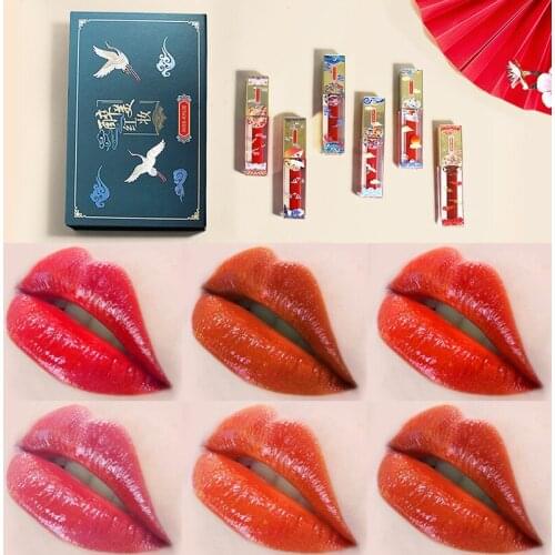 Chinese Style Lipsticks Set Long Lasting Cosmetic Lips Makeup Lip Gloss Moisturizing Glaze for Lady Girls