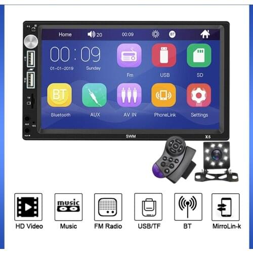 New X5 2 Din Car Radio MP5 Multimedia Player Stereo AUX Full HD Video Output 7-Inch FM Modulator TF Card U Disk Phone Char JPG