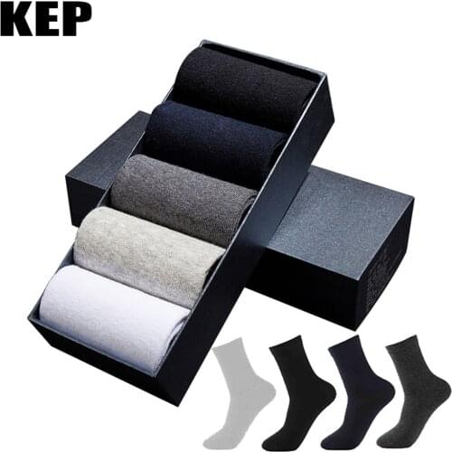 5 Pairs/Lot Men Socks Casual Business Cotton Brand Crew Long Male Socks 2019 Warm Autumn Winter Breathable Classic Socks No Box
