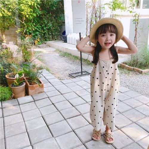 Celveroso 2021 childrens summer new jumpsuit girls Korean version suspenders culottes jumpsuit wide legs 7 cent pants
