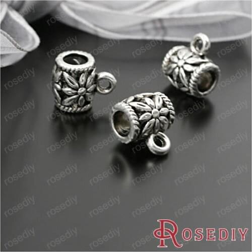 Wholesale 8*7mm Antique Silver color Flower Barrel Alloy Big Hole 3.5mm End Beads Diy Jewelry Findings 100 Pieces(JM5777)