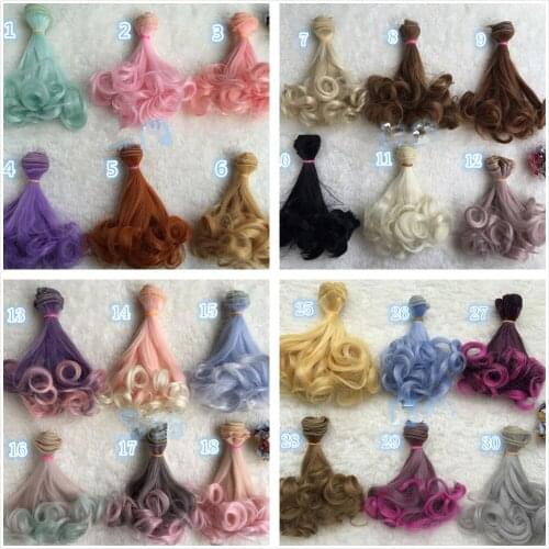 NEW Wholesale 100pcs/lot Colorful Rinka Curly Doll DIY Wigs For 1/3 1/4 BJD SD Wavy Handmade Dolls Wig Hair 15*100CM Girl Toys