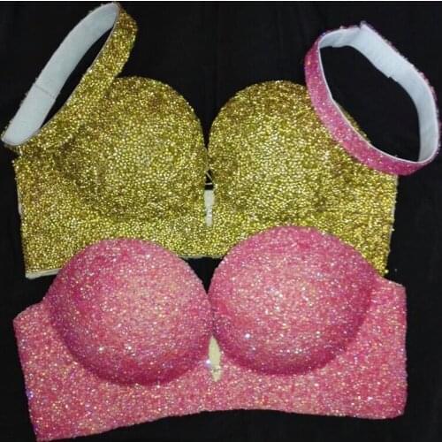 Customize Sexy Singer DJ Stage Sequin Bar Clothes Club Pole Dancing Party Clothing Jazz Dance Costume Performance Bra Wear DJ131