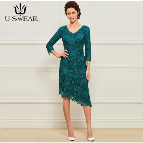 Mother of The Bride Dresse V-Neck Three Quarter Irregular Wedding Party Dress Mother of The Groom Gown Vestido Mae Da Noiva