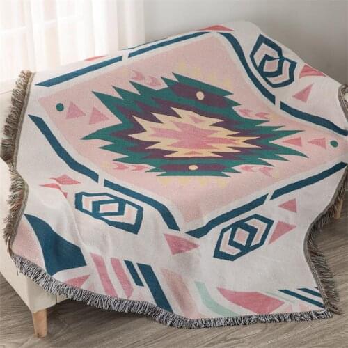 Drop Shipping Geometric Throw Blanket Multifunction Sofa Covers Cobertor Tassel Dust Cover Air Conditioning Blankets For Bed