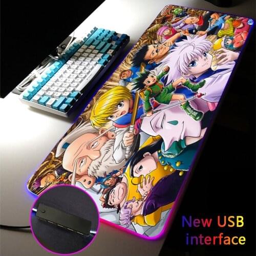 Hot Anime Hunter Hunter RGB Mouse Pad USB Hub Gamers MousePad Typec Interface Multi-interface Four USB Docking Dock DeskMat