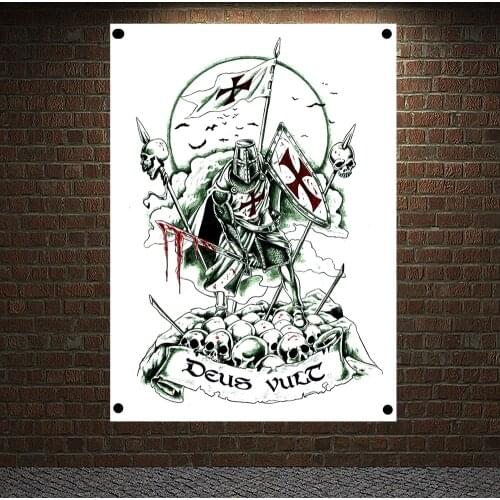 Ancient Military Poster Wall Sticker Vintage Knights Templar Armor Banners Crusader Flags Mural Canvas Painting Home Decoration