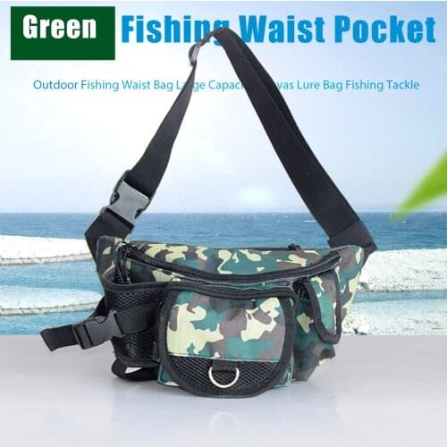 Fishing Tackle Waist Bag Outdoor Waist Pack Multi-Function Fishing Waist Bag Camouflage Green Pocket Fish Lure Bag