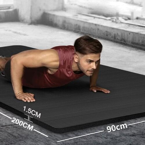 Plus Size Men Fitness Mat 200X90cm Beginner Soft NBR 15/20MM Yoga Mat Thickened Gym Exercise Mats With Carrying Strap and Bag