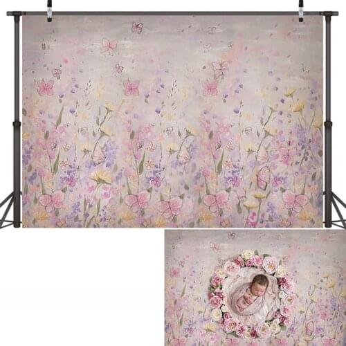 Pink Floral Cake Smash Photography Backdrops Newborn Children Photo Backgrounds 1st Birthday Flowers Photographic Studio Props