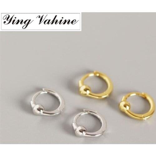 Ying Vahine 100% 925 Sterling Silver Geometric Circle with Mini Bead Stud Earrings for Women