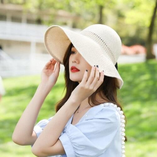Womans Sun Hats Female Bowknot Visor Caps Hand Made Raffia Straw Summer Cap Casual Shade Hat Empty Top Hat girls Beach hat