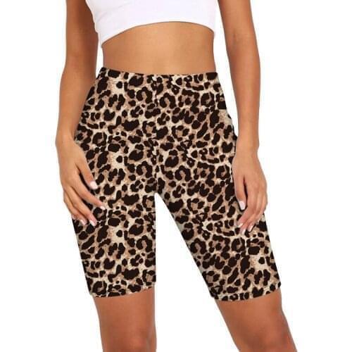 Women Short Summer Leopard/Serpentine Print Hot Trousers Fashion High Waist Slim Sports Biker Activewear Female Streetwear