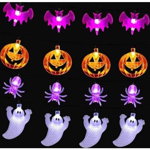 2021 Led Halloween Pumpkin Ghost Skeletons Bat Spider Led Light String Festival Bar Home Party Decor Halloween Ornament