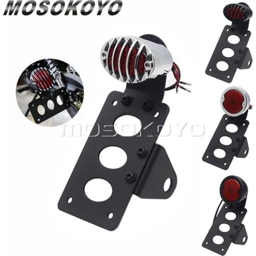 LED Taillight Motorcycle Side Mount Tail Light w/ License Number Plate Bracket For Harley Sportster Honda Bobber Chopper