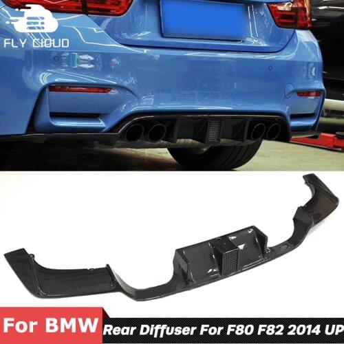 Carbon Fiber Back Bumper Lip Spoiler Chin Rear Diffuser With Led Light For BMW M3 F80 M4 F82 Car Modification 2014 Up