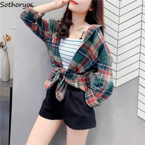 Vintage Plaid Shirts Autumn Fashion Panelled Loose All-match Daily Cozy Elegant Retro Casual Basic Shirt Girl OL Daily Outerwear