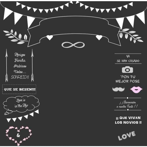 VinylBDS Theme Wedding Backdrops Styles Blackboard for Photo Studio Wedding Background Photography customized size Name Date