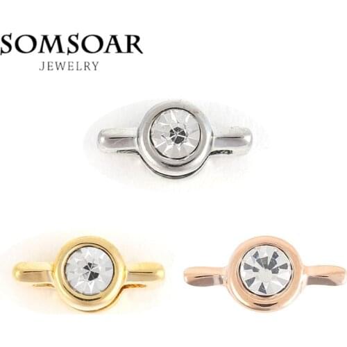 Somsoar Jewelry Bezel Soliataire Charm Fit For Leather Wrappable Bracelet 10pcs/lot