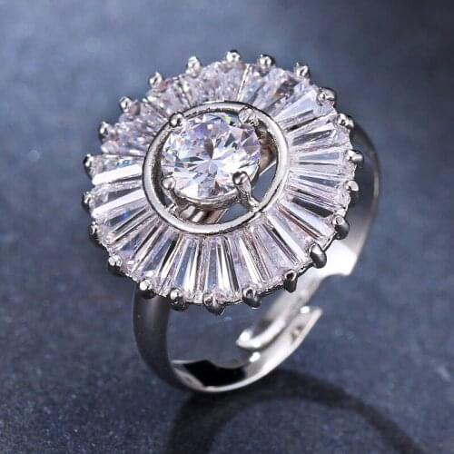 Emmaya Brand Trendy Elegance Two Colors AAA Cubic Zircon Round Symmetry Rings For Women Jewelry Wedding Brithday Party Gift