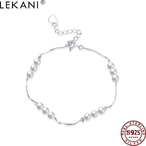 LEKANI 925 Sterling Silver Link Bracelets For Women Delicate Shell Pearl Bracelet Anniversary Fine Jewelry The New Listing