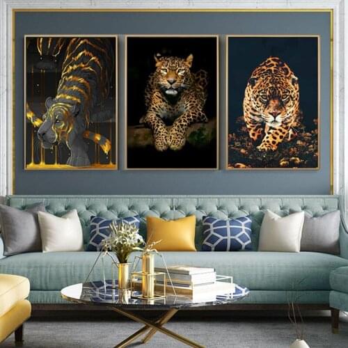 Animal Leopard Jaguar Diamond Embroidery Round Mosaic Full Square Diy Diamond Painting Cross Stitch Triptych Wall ArtZP-4369