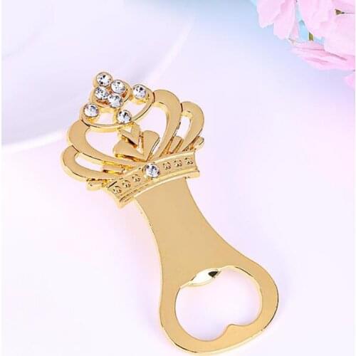 10 pieces/lot)Event and Party Anniversary Gift Gold Crown Bottle Opener for Bridal Shower Favors and Wedding Decorations BO042