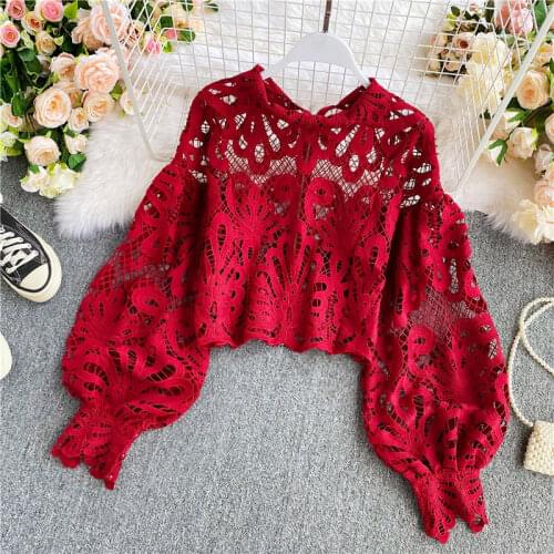 ZVAQS Openwork Blouses