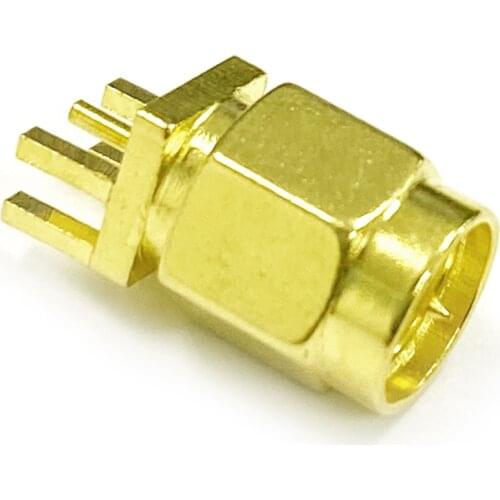 1pc SMA end launch PCB mount RF connector male plug Straight Goldplated NEW wholesale welding terminal
