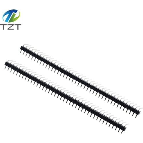 Hot Sale 100pcs 40 Pin 1x40 Single Row Male 2.54mm Breakable Pin Header Right Angle Connector Strip bending