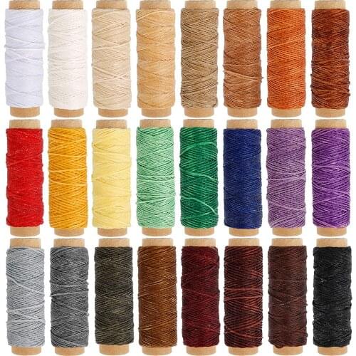 24 Colors Flat Leather Sewing Waxed Cord Thread,Each of 33 Yards