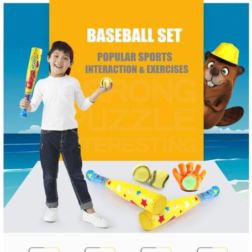 5PCS Children Sports Baseball Toys with Baseball Bat Glove Set Sticky Target Game Soft Stuffed Sports Toys for Boys Girl Outdoor