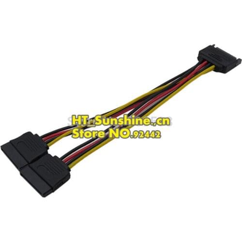 50pcs/ot new for SATA 15pin Hard Disk Power Male to 2 Female Splitter Y 1 to 2 extension Cable