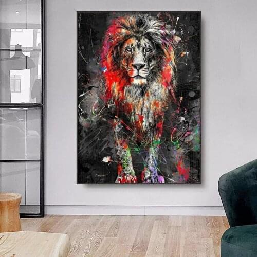 Abstract Lions Colorful Animals Canvas Paintng Posters and Prints Modern Wall Art Pictures for Living Room Home Decoration