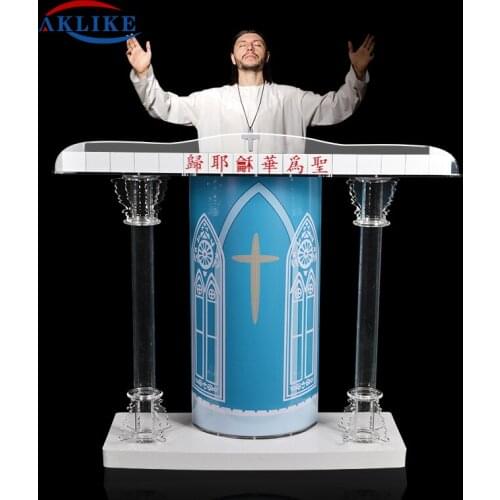 Stage Church Pulpit Light Organizers Acrylic Awards Stand Speaker Aklike For Banquet Speech Rostrum Other Commercial Furniture