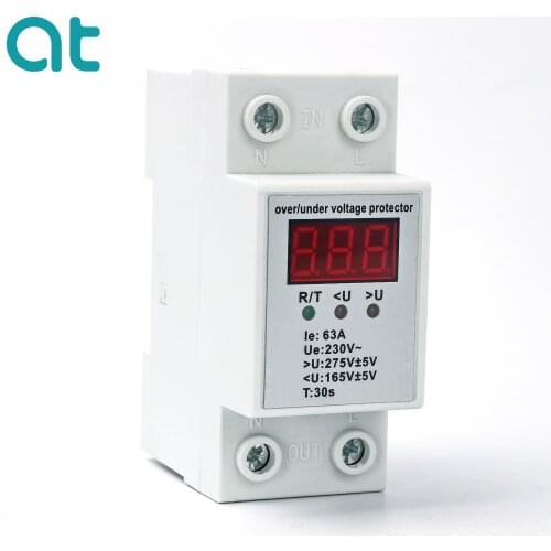 Digital display over voltage and under voltage protection protective device relay with Voltmeter voltage monitor 63A 230V