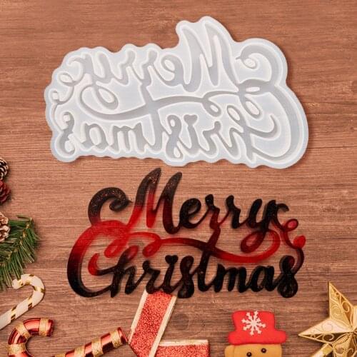 DIY Crystal Silicone Mold 3D Christmas Ornament English Letter Halloween Resin Mold Listing Decorations Jewelry Making Craft