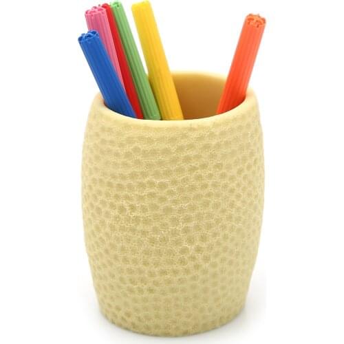 DT0082SK SIA Pen Holder Yellow Honeycomb Office Tool 8x8x10cm 400ml