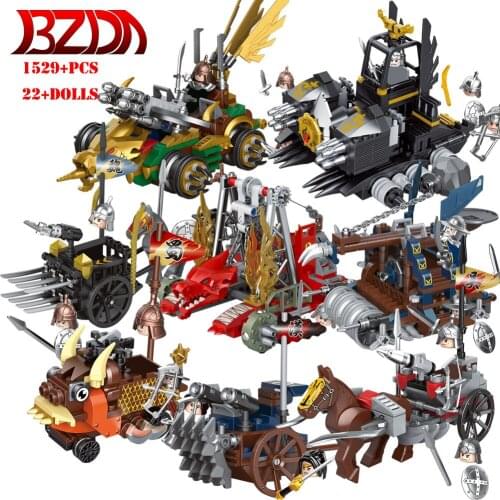 BZDA Ancient Siege Chariot Horse History San Guo Three Kingdoms Dolls 4.5CM Figures DIY Model Building Blocks Toys For Children