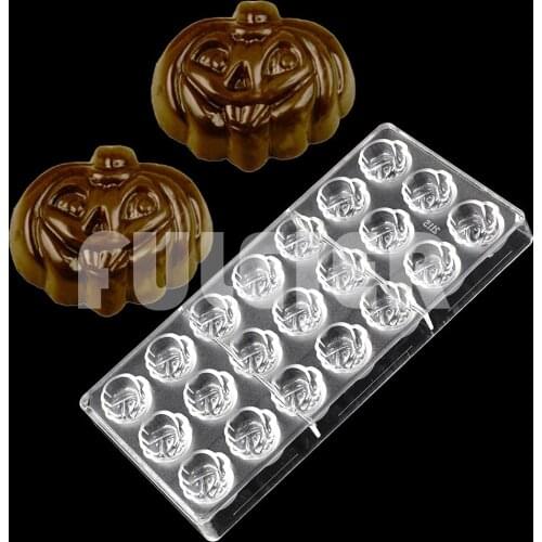 Halloween Pumpkin Shape Belgium Polycarbonate Chocolate Mold Baking Sweets Candy Mould Trays Bakeware Confectionery Tool