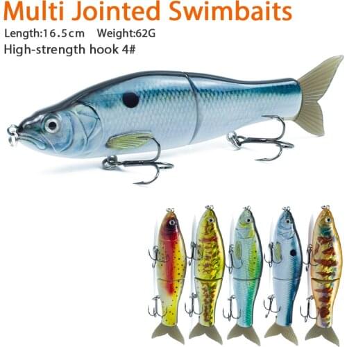 Hanlin 165mm/62g Sinking Bait Hard Body with Soft Tails Swimbait Slide Shad Lure Multi Jointed Swimbaits Wobblers Fishing Tackle