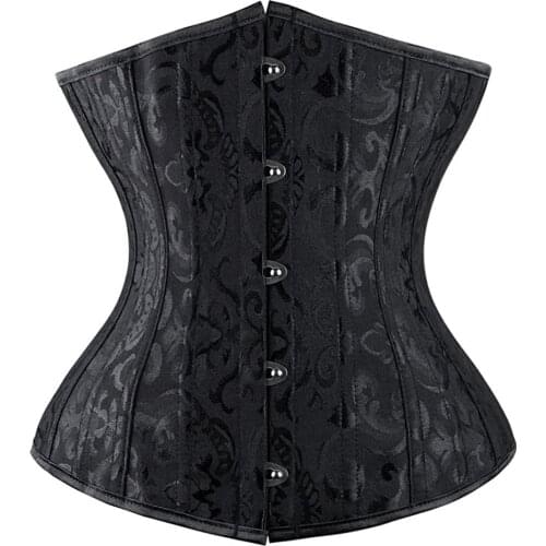 Women 26 Steel Boned lace up Waist Training Underbust Brocade Corset Short Torso Hourglass Body Shaper Corsets Bustier Plus Size