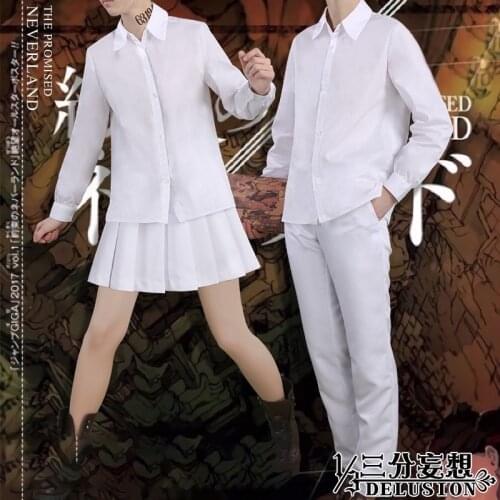 Anime The Promised Neverland Emma Costumes Yakusoku no Neverland Norman Ray Cosplay T-shirt Shirt Pants Suits for Women Mens