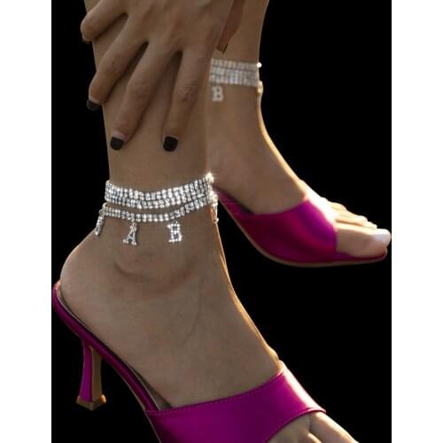 KunJoe Women Sexy Clear Shining Crystal Rhinestone Silver Color Anklet Tennis Chain Ankle Bracelets Foot Wedding Bride Jewelry