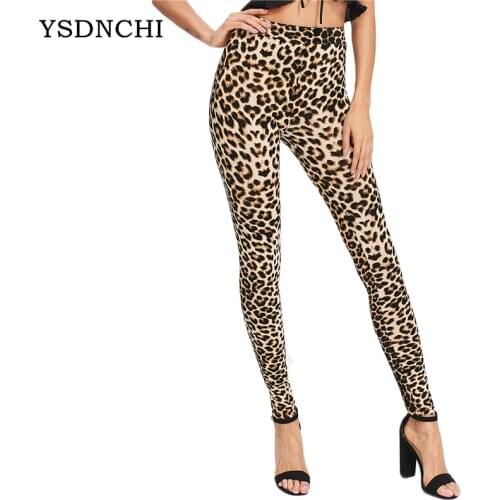 YSDNCHI 2021 Fashion Women Leggings Slim High Waist Elasticity Leggings Leopard Printing leggins Woman Pants Cotton Leggings